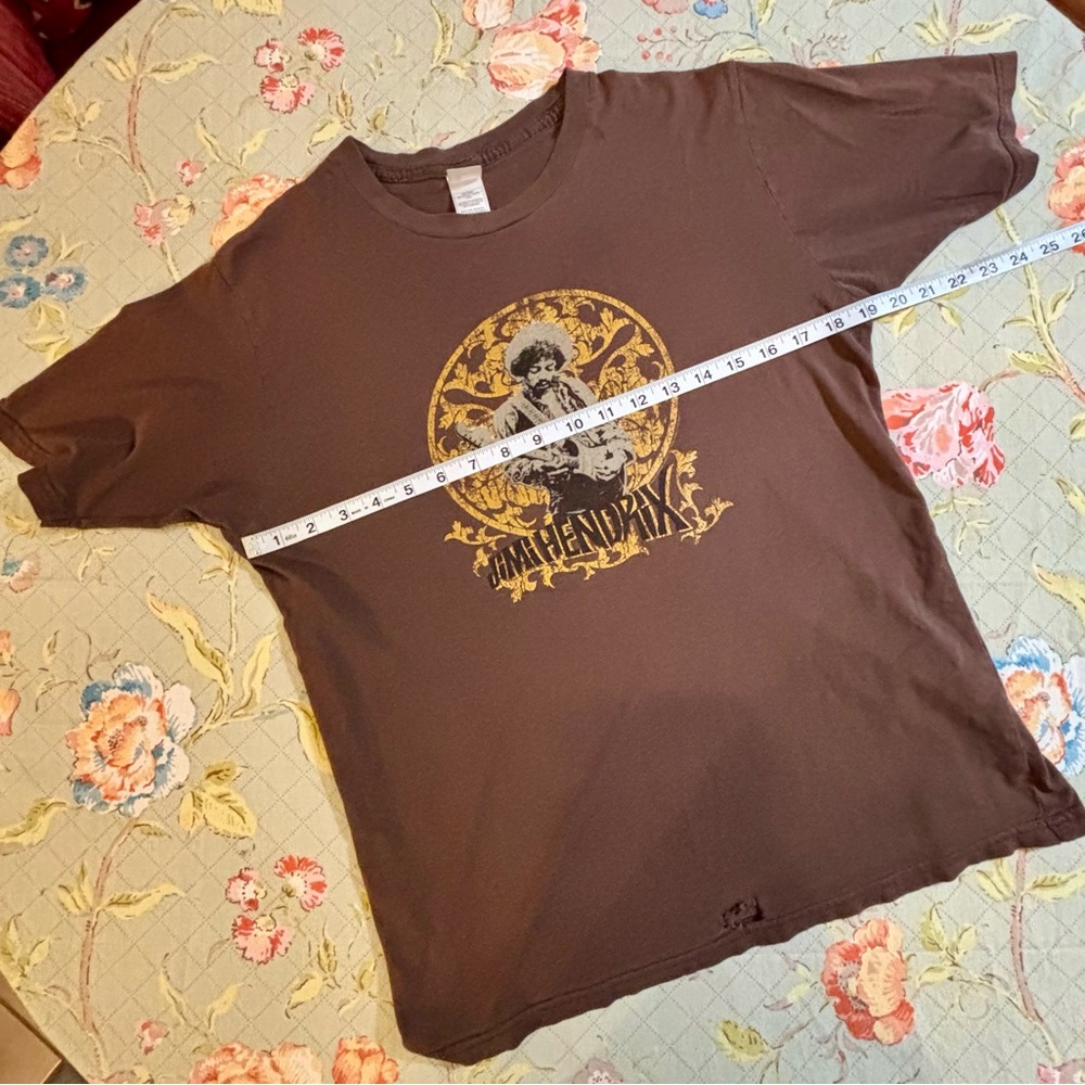Jimi Hendrix 🎸 Vintage Short Sleeve Brown & Gold Graphic Tee Size Medium 🎸 - Picture 9 of 16